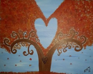 This is my painting from Paint Nite last night! A little heart in the middle for the baby we hope to know soon! 